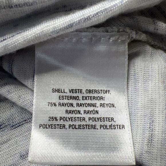 Anthropologie Akemi + Kin Knit Crossover Front Space Dye Top Shirt XL White Blue - Picture 8 of 11